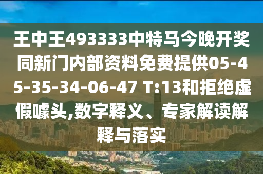 王中王493333中特马今晚开奖同新门内部资料免费提供05-45-35-34-06-47 T:13和拒绝虚假噱头,数字释义、专家解读解释与落实